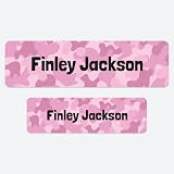 Dotty about Paper 50 Personalised No Iron Washable Name Labels Camouflage Pink