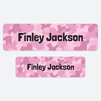 Dotty about Paper 50 Personalised No Iron Washable Name Labels Camouflage Pink