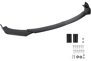 Qiilu Front Bumper Lip, 4pcs Black Plastic ABS Plastic Chin Spoiler Splitter Diffuser Guard Wing Protector Trim, Universal Fi