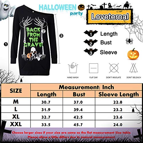 Loveternal Women Halloween Off Shoulder Sweatshirt Cold Shoulder Casual Long Sleeve Dress Shirt Top M - Thumbnail 4