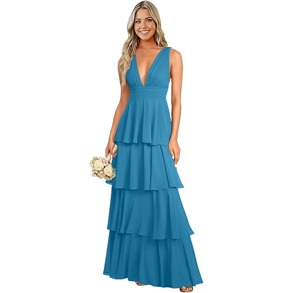a line v neck asymmetrical chiffon bridesmaid dress with ruffle A-line V Neck Sleeveless Asymmetrical Chiffon Bridesmaid Dress With Cascading Ruffles Pleated - Bridesmaid Dresses