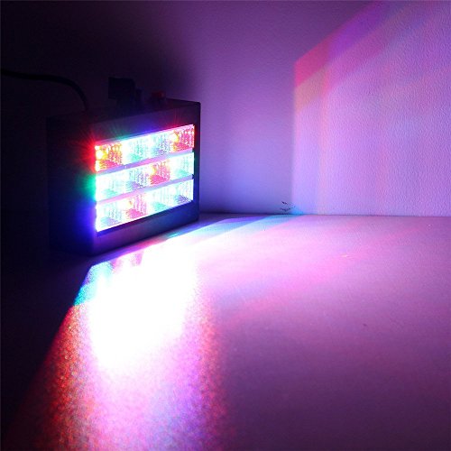 DJ Party Lights, SOLMORE 15W 12 LED Strobe RGB Stage Disco Lights Auto Sound Activated DJ Lights Adjustable Flash Speed Control for Party Wedding Show Birthday Parties AC 90-240V - Thumbnail 2