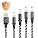Cruel 4A Current Heavy Duty End Tip Unbreakable , Agvee 4 Pack 1FT 3FT 6FT 2m Lightning Cable Set Charger Nylon Braided Durable Fast Sync Cord to Car Charging for Apple iPhone 8 7 6s 6 Plus iOS iPad