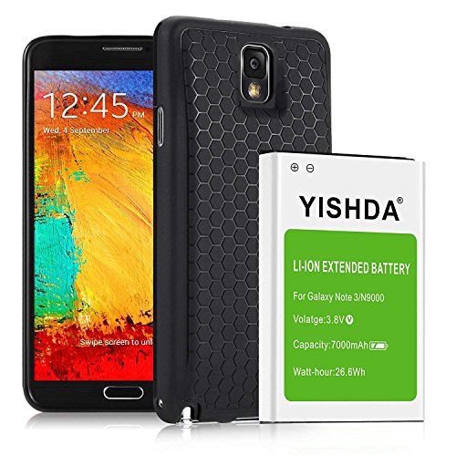 YISHDA Galaxy Note 3 Extended Battery Samsung Galaxy Note 3 Battery 7000mAh Replacement Li-ion Battery for Samsung Galaxy Note 3 & Back Cover & Protective Case