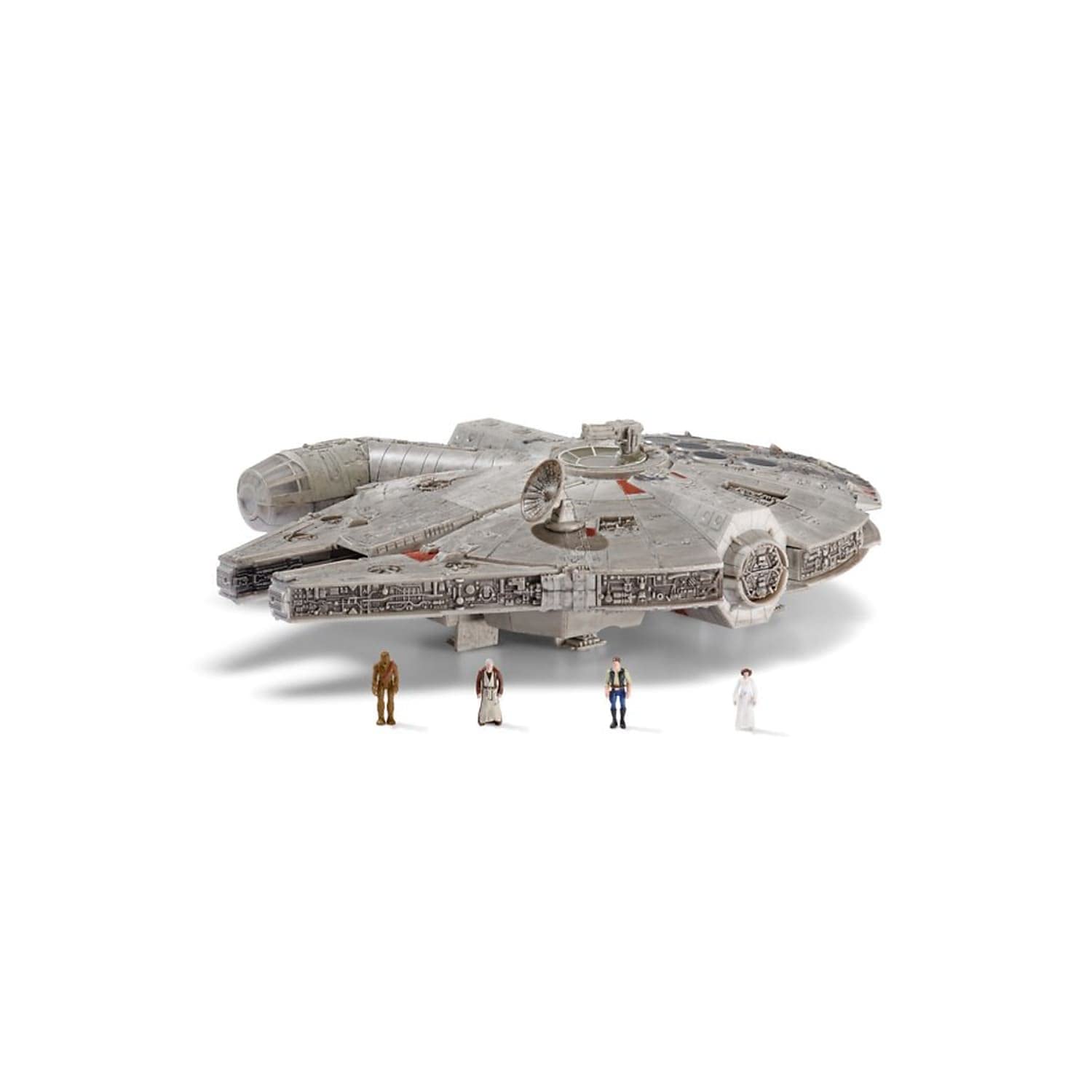 Photo 1 of STAR WARS Micro Galaxy Squadron Assault Class Millennium Falcon - 7-Inch Vehicle with 1-Inch Han Solo, Chewbacca, Princess Leia and OBI-Wan Kenobi Micro Figures, Multicolor