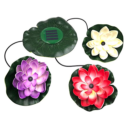 LSHCX Solar Powered Floating Lotus Flower LED Light for Garden Pool Pond Night light