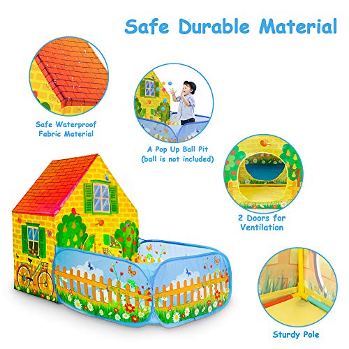 SkyNature Kids Play Tent,Indoor/Outdoor Garden Playhouse with Pop Up Ball Pit for Baby,Toddlers,Boys and Girls,Easy to Set Up Toy Games Tents - Thumbnail 3