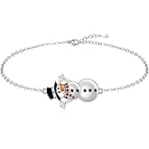 Talonior Snowman Christmas Bracelet for Women Sterling Silver Snowman Bracelets Holiday Winter Xmas Jewelry Birthday Christmas Thanksgiving Gifts