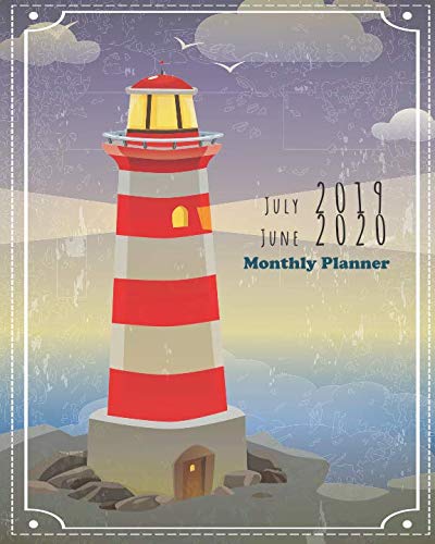 [Ebook] July 2019 - June 2020 Monthly Planner: Cartoon Lighthouse Cover, 12 Months July-June Calendar, Daily DOC