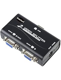 1 PC TO 2 Monitors VGA Video Splitter Distribution Amplifier 250MHz Supports High Resolution up to 1920x1400