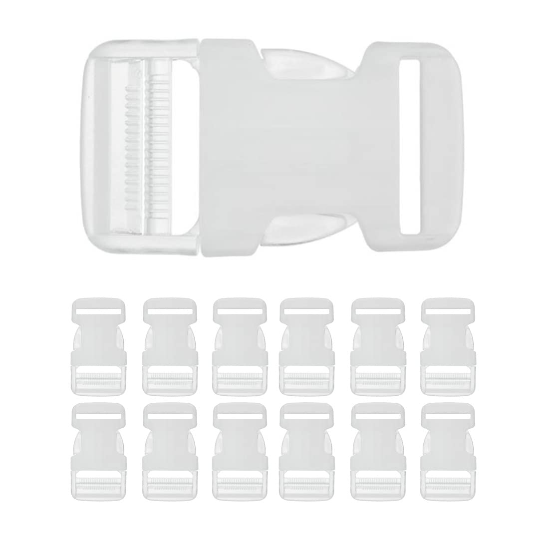 12 Backpack Clasps, Choose Size and Color, Plastic Buckles, Polypropylene Clasp, Backpack Clasp and Washer, Travel Bag Closure, Backpack Closure, (12 x 32 mm, Brooch Transparent )