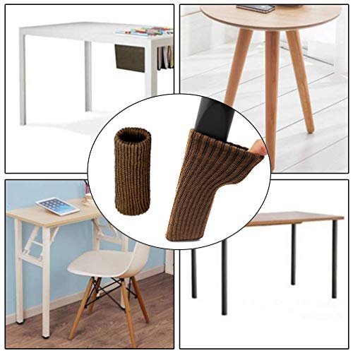 32 PCS Coffee Wool Knit Furniture Socks Maveek Chair Leg Floor Protector Chair Socks Elastic Polyester Floor Furniture Feet Covers Pads Knitting Socks Fit Furniture Leg Girth 1-1/2 to 2-1/4 Inches