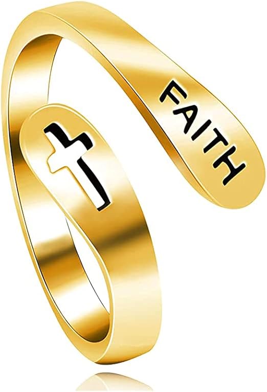 2 Pcs fashion ring Faith Hope Love Cross Rings, Adjustable 925