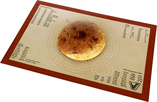 Silicone Baking Mat - Full Sheet Size (Thick & Large 24 1/2" x 16 1/2") - Non Stick Silicon Liner for Large Bake Pans & Trays - Rolling, Macaron/Pastry/Cookie/Bun/Bread Making - Professional Grade