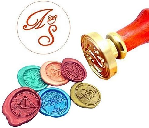 Kooer Customize Persoanlized Monogram Wax Seal Stamp Custom Initials Sealing Wax Stamp Kit Wedding Wax Stamp Custom Initial Date Wedding Invitation Wax Seal Kit Seal Sealing Stamp Set Monogram Stamp