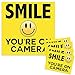 Smile Your On Camera - Security Signs - Includes (5) 10x10 Stickers - Security Stickers - Home Security - Video Surveillance Signs - Vandalism Robbery & Theft Prevention