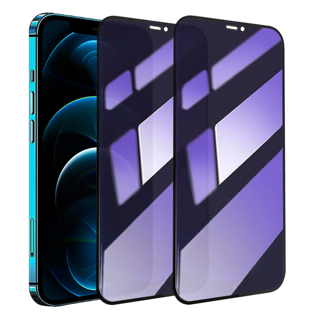 SOOPUR 2 Pack Compatible with iPhone 12 Pro Max Privacy Screen Protector, Anti-Spy Anti-Blue Light Eye Protection Tempered Glass Film, Scratch Resistant, Full Coverage, Case Friendly
