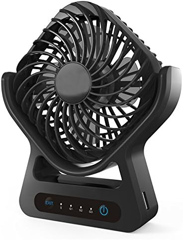 Iwonderful Personal Mini USB Rechargeable Fan,3 Shifting, LED Light,Protable Power Source-Balck