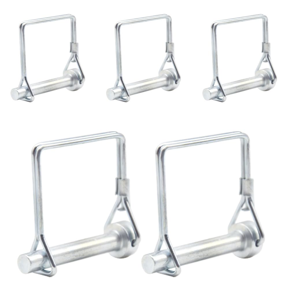 CEEYSEE 5Pcs Shaft Locking Pin 8mm Trailers Lock Hitch Lock Pin Zinc Plated Carbon Steel Round Loop Safety Wire Lock Pin Length 50mm for Farm Trailers Trolley Wagons Lawn Garden Towing(FX/8x50mm)
