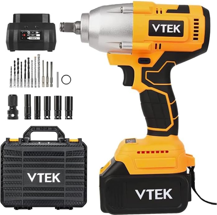 VTEK Brushless Impact Wrench 1/2 Inch Cordless Impact Wrench Max Torque 700N.m 515 ft-lbs,Impact Gun for Car Tiers