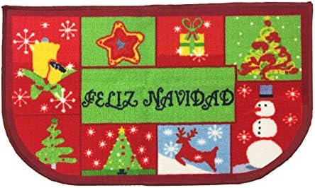 Kashi Home Christmas Slice Kitchen Rug, Feliz Navidad 18"x30", D-Shape