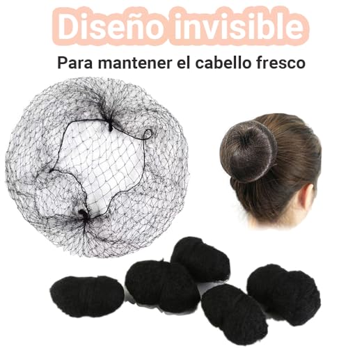 100pzs Red para Cabello y 50 Pcs Ligas para Cabello, JDF3CISH Cofias Desechables, Red de Pelo Tejida de, Gorro Desechable Tipo para Bailarinas de Ballet, Redecillas de Cocina, Danza, Actor