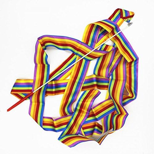 New Brand 1 PCS Dance Ribbon Gym Rhythmic Gymnastics Rod Art Ballet Twirling Stick Size 4m Color Rainbow