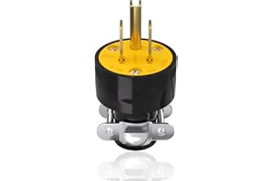 Muelnmey 1PCS Extension Cord End Electrical Replacement Plug NEMA 5-15P 15A 125V 2Pole 3Wire Black Shell Industrial Grade 3-Prong Male Straight Blade Grounding Type,UL Listed.