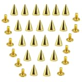 AutoM DIY 100pcs 9.5mm Gold Metal Bullet Spike Studs Rivet Punk Bag Belt Leathercraft