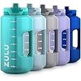 ZULU Goals Large Water Bottle Jug with Time Marker & Handle for All Day Hydration | Silicone Soft Straw with Locking Leak-Proof Lid | For Gym, Camping, Workout, and Outdoors | BPA-Free | 64oz, 128oz