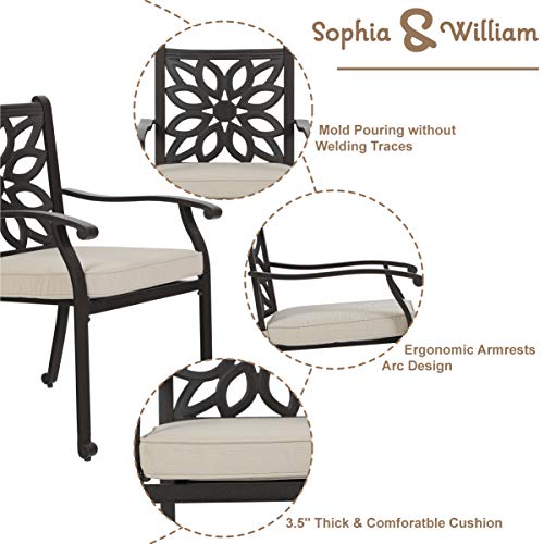 Sophia & William Patio Outdoor Dining Chairs Set of 2, Brown Cast