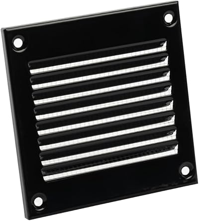 EUROPLAST 100x100mm Black Metal Air Vent Grille Cover with Insect Mesh