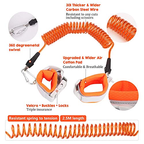 OFUN Toddler Walking Harness Leash, Anti Lost Wrist Link for Toddler, Baby Safety Harness for Walking,ã€2 in 1 Upgradedã€‘Safety Leashes 2.5M