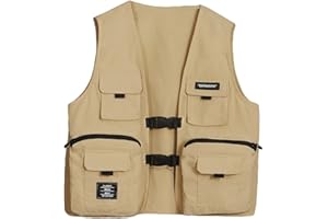 Verdusa Boy's Pocket Front Buckle Sleeveless Cargo Vest Jacket