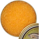 Golden Whitefish Roe &ndash; Wild Caught Great Lakes Caviar, Bright Golden Pearls, Mild &amp; Crunchy Texture, USA Sourced, 4 oz