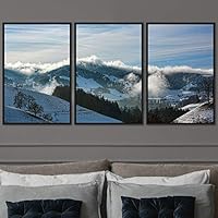 3 Piece Framed Canvas Wall Art Foggy Mountains Canvas Prints Home Artwork Decoration for Living Room,Bedroom - 16