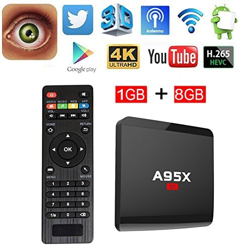 Winbuyer A95X R1 Smart tv box Android 6.0 Mini PC RK3229 1GB/8GB 2.4GWiFi 4K UHD WiFi &amp; LAN VP9 DLNA H.265