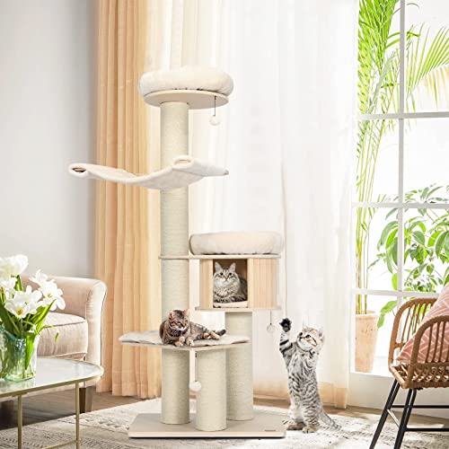 Tangkula Modern Cat Tree, MultiLevel Large Cat Tower w/Cat Condo