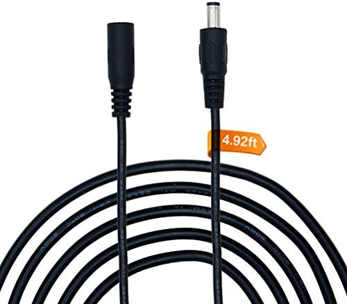 UnvarySam DC Extension Cable 1.5m/4.9ft 2.1mm x 5.5mm DC Plug Male to Male Adapter Extension Cable, 22AWG for 12V 3A LED Light Strip, CCTV Camera, Router and IP Camera Standalone DVR