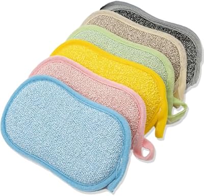 6 Piezas Estropajo Cocina, de Microfibra Que no Raya,Esponja de Cocina Duradera de Doble Cara, para Fregar los Alimentos sucios o quemados Rebeldes en ollas, Platos.