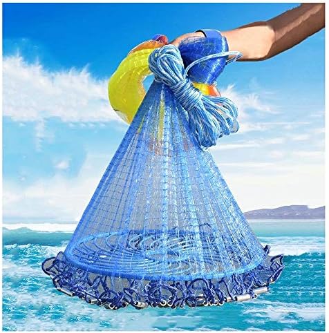 漁網 投げ網 投網 投げ 魚 手 漁を 漁に 仕掛け キャスト 罠トラップ 釣り 網を 網 ネット 魚キラー 漁具 のために適した 淡水 塩水 川 湖 海 捕獲 引っかかっ 捕らえ 魚 エビ カニ 漁業 漁師 螺旋式 折り畳み式 ナイロン ライン 半径