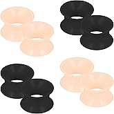 Kridzisw 8G-25mm Solid Soft Silicone Gauges Tunnels Plugs for Ears Double Flared Saddle Gauges Flesh Stretchers Expander Hide Ear Tunnels Plugs Retainer for Women Men Black White Flesh Skin