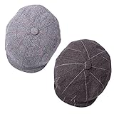 2 Pack of Men's Classic 8 Panel Wool Blend Applejack Newsboy Snap Brim Collection Ivy Hat
