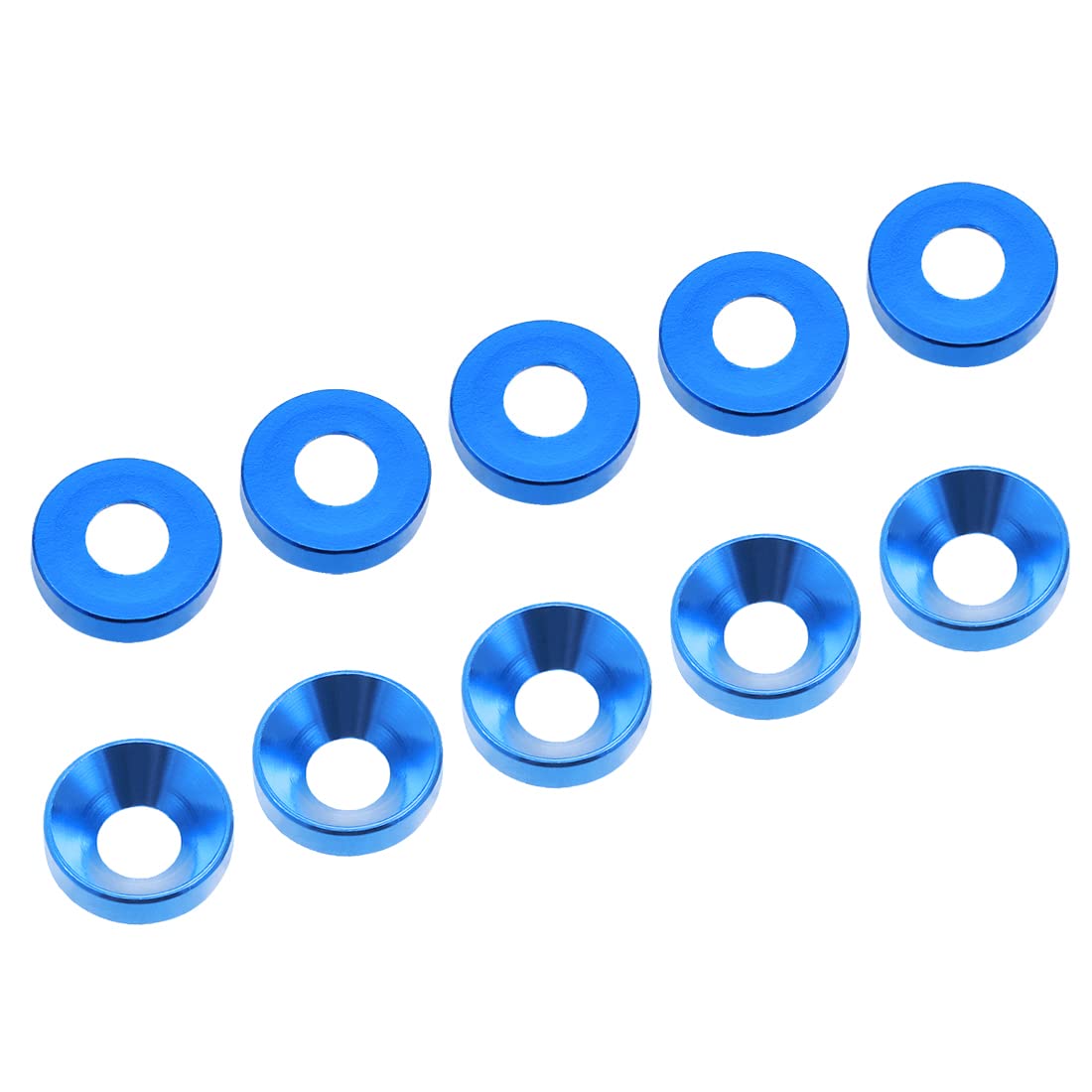 sourcing map 10Pcs 0.47" x 0.2" x 0.13" Aluminum Alloy Countersunk Washer for Screw Bolt Dark Blue