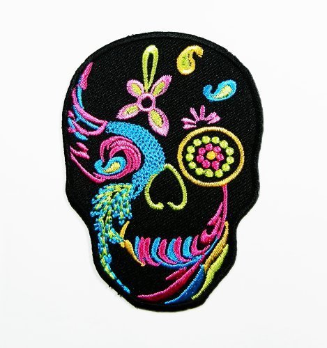 Candy Skull Patch Embroidered Iron on Hat Jacket Hoodie Backpack Ideal for Gift/6.5cm(w) X 8.8cm(h)