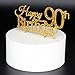 INNORU Happy 90th Birthday Cake Topper - Gold Acrylic 90th Birthday Party Decoration Supplies