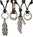 Jstyle 4 Pcs Leather Necklace for Men Women Pendant Vintage Wing Feather Chain Adjustable