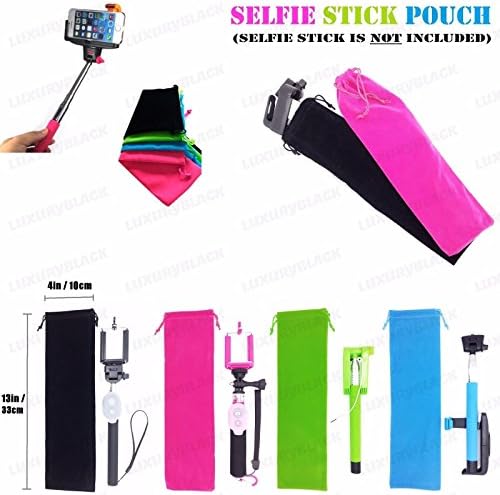 Blue Compact Carrier Bag for Selfie stick MONOPOD - Travel Cute Pouch Velvet Sleeve Bag for Any Type of Selfie Stick MONOPOD Case Storage - All Pocket Size Digital Camera, Cell Phone, Chargers and other Accessories - Compact Size and Easy to Clean - Comes with a Huge 1-Year Warranty