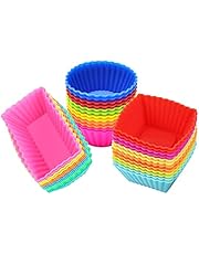 Silicone Cupcake Muffin Baking Cups Liners 36 Pack Reusable Non-Stick Cake Molds Sets