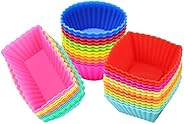 Silicone Cupcake Muffin Baking Cups Liners 36 Pack Reusable Non-Stick Cake Molds Sets